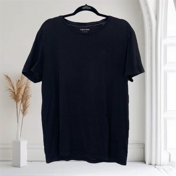 Black Basic Short Sleeve Casual Cotton Calvin Klein T-Shirt M - Picture 1 of 7